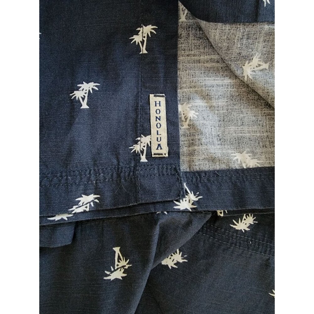 VTG Honolua Mens Navy Palm Tree Print Short Sleeve Button-Up Shirt S 100% Cotton - Picture 3 of 6